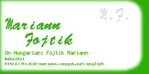 mariann fojtik business card